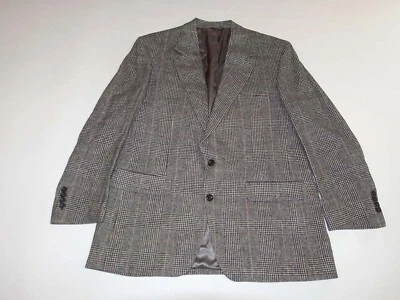 Lord & Taylor Mens 100% Camel Hair Sport Coat Size 44 Regular Black White Jacket - Image 1 of 4