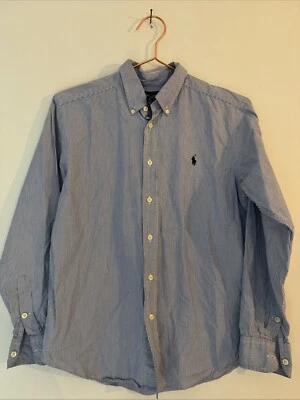 Ralph Lauren Button up Shirt Boys Youth 14/16  Pin stripe white blue - Image 1 of 4