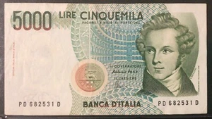 1985 ITALY PAPER MONEY - 5,000 LIRE BANKNOTE! - Picture 1 of 2