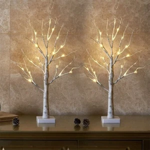 Joiedomi 2 Pack 24" LED Birch Tree, Battery Operated Warm White Tabletop Tree - Picture 1 of 8
