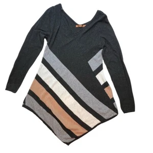 Blusa túnica Belldni mujer grande bloque de color asimétrica manga larga prenda - Imagen 1 de 7