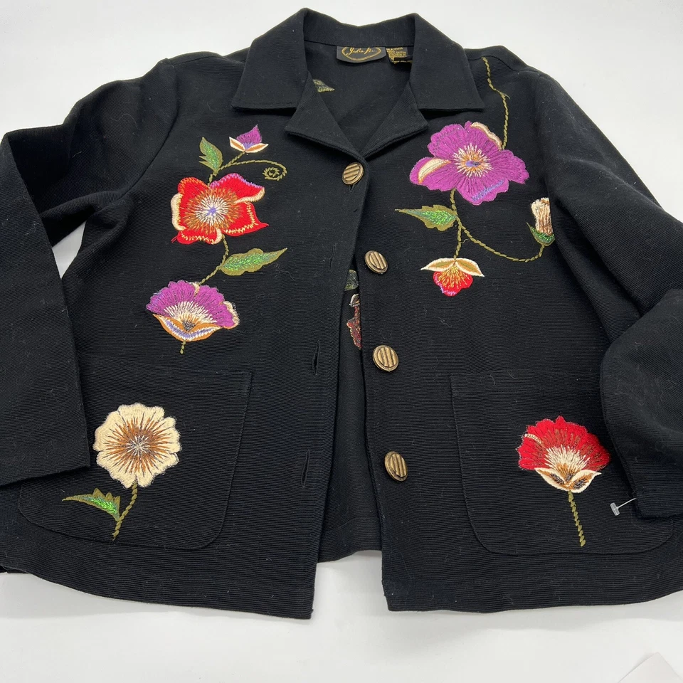 Blazer para mujer Julia Kim talla pequeña S bordado floral colorido algodón Foto 1 de 4