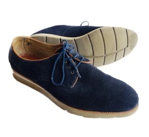 Johnston & Murphy Campton Perforated Lace-Up oxford Shoes Blue Sheepskin 11.5 M - Picture 1 of 7