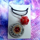 Handmade D20 dice necklace and Hell fire club pin badge