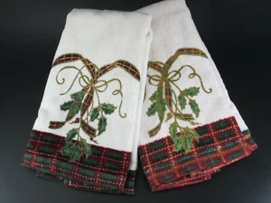 Lenox Holiday Nouveau FINGER TIP TOWELS Set of 2 100% Cotton 7720 Miss Match - Picture 1 of 6