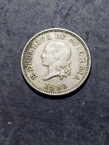 1886 COLOMBIA 5 CENTAVOS Coin #nov212 - Picture 1 of 2