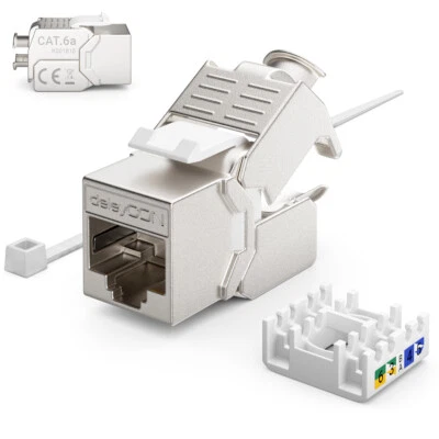 Keystone Jack Modul CAT6a STP RJ45 Netzwerk Adapter Buchse Patchpanel Patchkabel - Bild 1 von 4