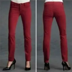 Cabi Crimson Skinny Pants Red Corduroy Velvet Ankle #160 Sz 6 - Picture 1 of 6