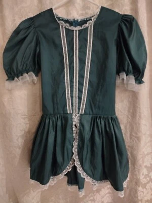 Hermosa túnica navideña hecha a mano verde con ribete de encaje para niña talla 10-12 mediana Foto 1 de 4