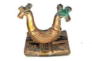 BR836: ALTE TIERBRONZE AKAN: VOGEL JANUS - Gewicht zum Wiegen von Gold - Bild 1 von 4