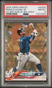 PSA 8 2018 Topps actualización cromada #US250 Ronald Acuña Jr. novato dorado radiocontrol/2018 - Imagen 1 de 2