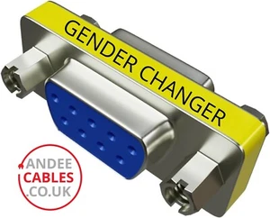 SLIMLINE9 Pin Serial RS232 Female to Female Gender Changer  ADAPTER Join Cables - Picture 1 of 7