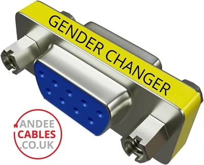SLIMLINE9 Pin Serial RS232 Female to Female Gender Changer  ADAPTER Join Cables - Image 1 of 4