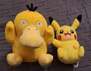 Pokemon WeChat Psyduck 8” plush toy China Exclusive + Tomy Pikachu Plush - Picture 1 of 20