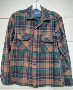 Pendleton vintage 1970's Board Shirt  Brown  Green Plaid Sz S USA - Picture 1 of 4