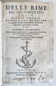 1592 POETRY by TORQUATO TASSO antique vellum bound 16th CENTURY - Picture 1 of 12