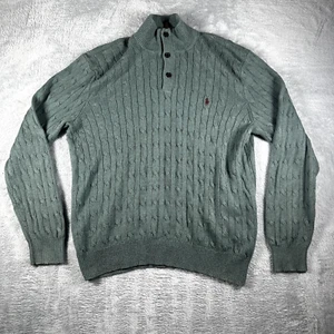 Polo Ralph Lauren Sweater Mens XXL Tussah Silk Cable Knit Henley Jumper Grandpa - Picture 1 of 11