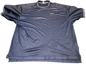 Rare 90s Vintage NIKE Mesh Ringer Crew-Neck Shirt Blank Jersey Blue size XL A1 - Picture 1 of 5