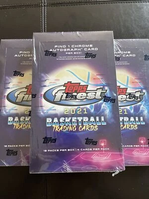 2021 TOPPS FINEST NBA BASKETBALL FACTORY NEW SEALED HOBBY BOX 1 CHROME AUTO - Image 1 of 4