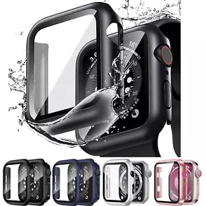 For Apple Watch Case Cover Tempered Glass Screen Protector Series 9 8 7 6 5 SE - Picture 1 of 10