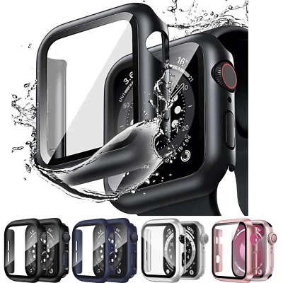 For Apple Watch Case Cover Tempered Glass Screen Protector Series 10 9 8 7 6 5 - Image 1 of 4