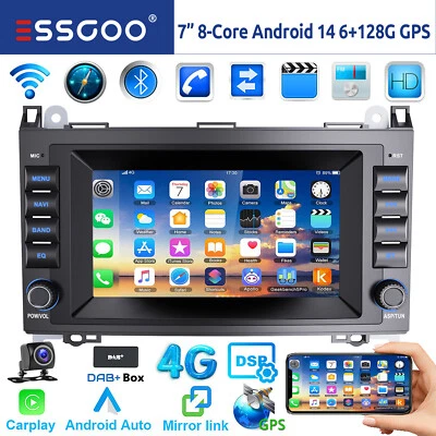 Für Mercedes Benz A/B-Klasse W169 W245 W639 6+128GB Android 14 CarPlay Autoradio - Bild 1 von 4