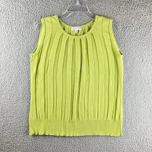 Joseph A Pleated Knit Tank Top Lime Green Size XL Careerwear Cotton Blend - Picture 1 of 10