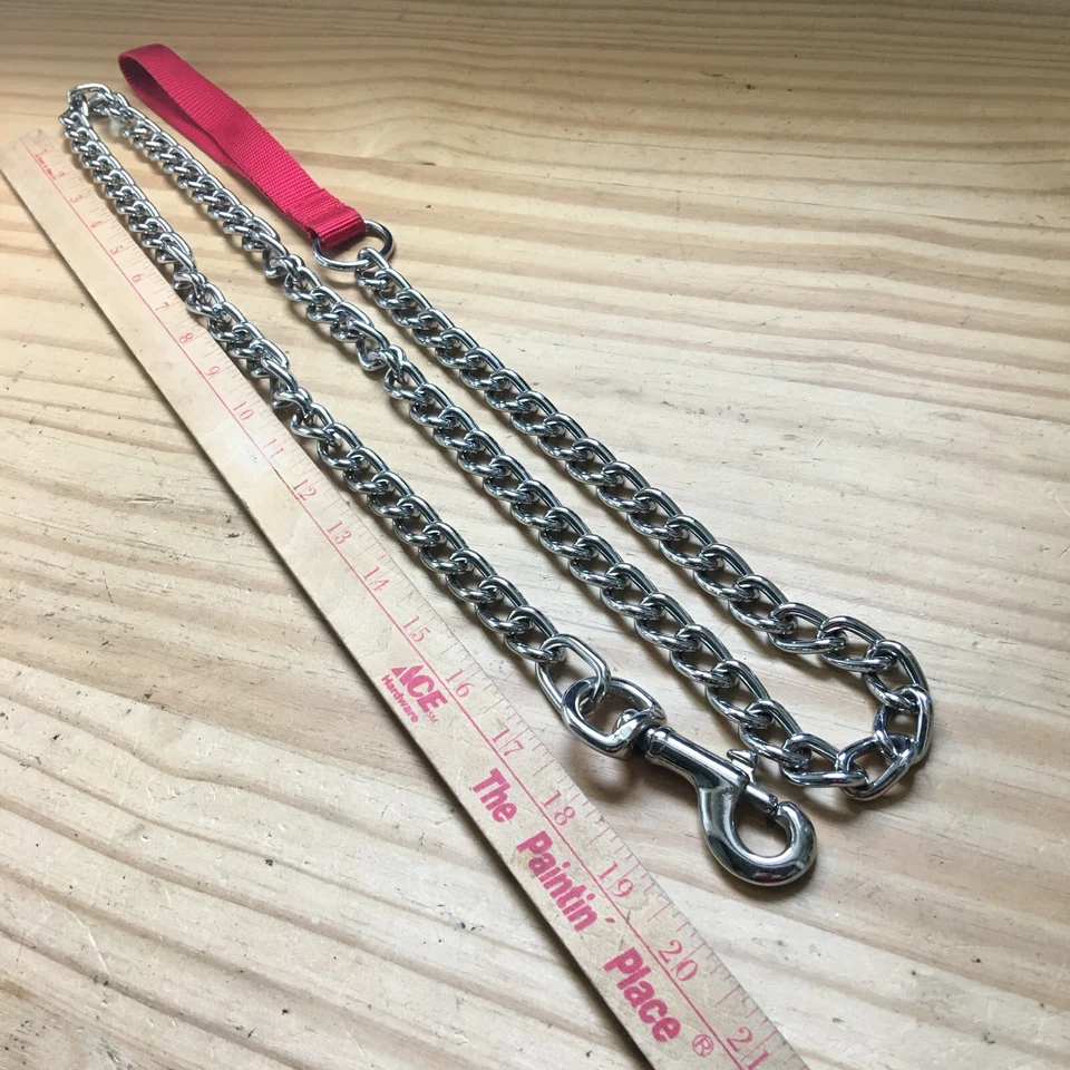 Vintage 70s Strong Solid Chromed Solid Metal Chain Dog Leash Pet Lead 60"L x 1"W - Image 1 of 4
