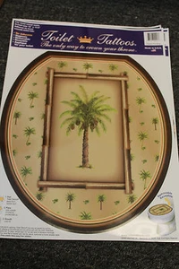 Tatuaggi WC NUOVI Palma Bambù - Tema Vacanze Sedile Rotondo 12x13,5 BELLI - Foto 1 di 3