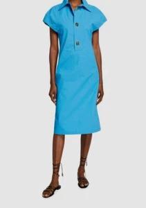 $1850 Bottega Veneta Women's Solid Blue Short Sleeve Shirtdress Size IT 40/US 4 - Picture 1 of 6