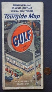 1950s Gulf Oil Gas service station Pennsylvania Delaware Maryland road map MORE- - Picture 1 of 1