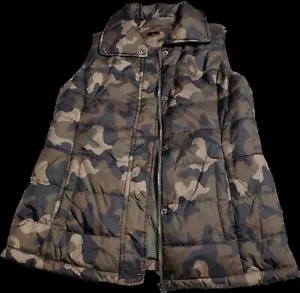 Arizona Jean Co Green Camo Zipper Puffer Quilted Vest Womens ~ L M3020 - Imagen 1 de 17
