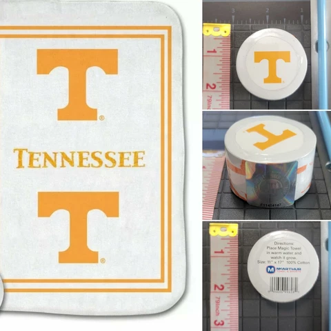 Tennessee Volunteers Magic Towel Expands to 11" x 17" 100% Cotton ~ Licensed NEW Cover
