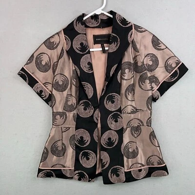 BCBGMAXAZRIA Chaqueta Mujer Extra Pequeña Kori Negro Círculo Lunares Seda Kimono Asiático Foto 1 de 4