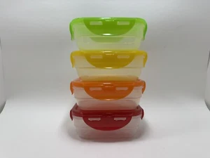 Lock&Lock LocknLock Food Storage 4 13-oz Nestable Rectangle Containers Rainbow - Picture 1 of 2
