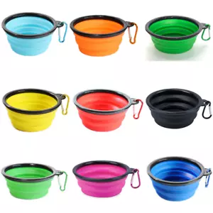 Collapsible Pet Feeding Bowl Dog Cat Travel Portable Camping Silicone Water Dish - Picture 1 of 13