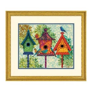 Dimensions Counted Cross Stitch Kit 71-20088 Colourful Birdhouse New 14"x11" - Picture 1 of 1