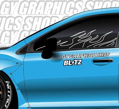 WINDOW FLAME DECAL Outline Decal Car Sticker Banner JDM Vinyl Graphic Kanji KDM - Image 1 of 4