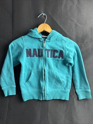 Nautica Boys Full Zip Hoodie Sweatshirt Green Teal Size Large Hooded Y2K Jacket - Image 1 of 4