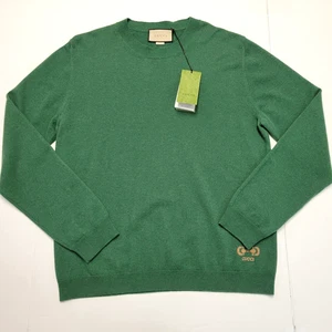 Nuevo Suéter GUCCI Tejido Cuello Redondo 100% CACHEMIRA HOMBRE 3XL XXXL Verde Horsebit ITALIA - Imagen 1 de 5