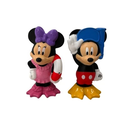 "Juego de 2 juguetes de baño Mickey Minnie Mouse 2017 Mattel Disney Rubber 4"" Splashin" Foto 1 de 4