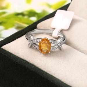 Vintage Style Yellow Sapphire Engagement Ring Oval Cut 925 Silver PromiseJewelry - Picture 1 of 7