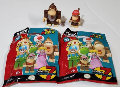 2 NEW KNEX Donkey Kong & Diddy Action Mini Figures Super Mario Nintendo K'nex - Image 1 of 4