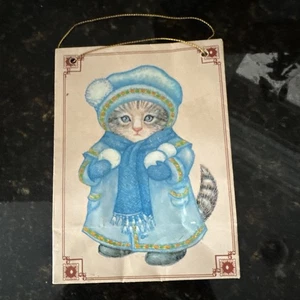 Vintage Kitty Gurke Winter Geschenktüte 4x5 H. Kong Merrimack 1985 - Bild 1 von 4