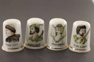 Fingerhüte 4er Set Robin Hood Maid Marion Alan A Dale Bruder Tuck Nähen Souvenir - Bild 1 von 11