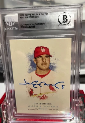 2006 Topps Allen & Ginter's St Louis Cardinals Jim Edmonds #212 Auto BAS COA - Image 1 of 4