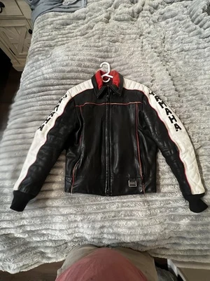 Vintage 80s Yamaha Leather Moto Racing Jacket Size M Rare Motorcycle Jacket - Image 1 of 4