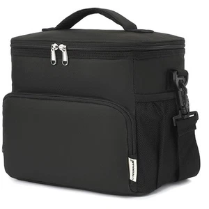 Unisex Insulated Lunch Bag, Black, 10.2 x 7.5 x 9 inches, Durable Oxford Fabr... - Picture 1 of 9