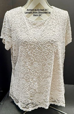 Calvin Klein Mujer XL Lt. Top forrado manga corta cuello redondo encaje rosa Foto 1 de 3