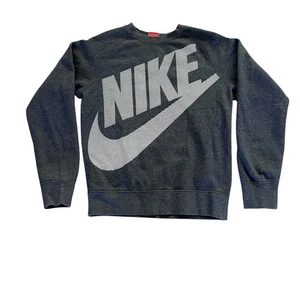 Nike Sweatshirt Womens Gray Big Nike Swoosh Logo Size XS Y2K - Picture 1 of 4